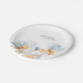 Assiettes En Carton Fleurs bleues et dorées douces élégantes (Angle)