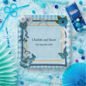 Assiettes En Carton Fleurs bleues et papillons (Fête)