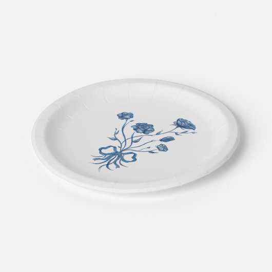 Assiettes En Carton Fleurs Bleues Et Plaques Papier Bow (Angle)