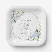 Assiettes En Carton Fleurs bleues, Fleurs blanches, Verdure, Baby show (Recto)