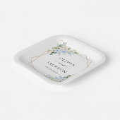 Assiettes En Carton Fleurs bleues, Fleurs blanches, Verdure, Mariage (Angulaire)
