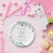 Assiettes En Carton Fleurs bleues poussiéreuses, Verdure, Boho, Baby s (Fête)