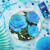 Assiettes En Carton Fleurs bleues roses bleues (Fête)