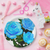 Assiettes En Carton Fleurs bleues roses bleues (Fête)