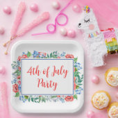 Assiettes En Carton Fleurs Bleues Rouge 4 juillet Parti Patriotique (Fête)
