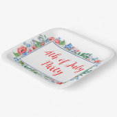 Assiettes En Carton Fleurs Bleues Rouge 4 juillet Parti Patriotique (Angulaire)
