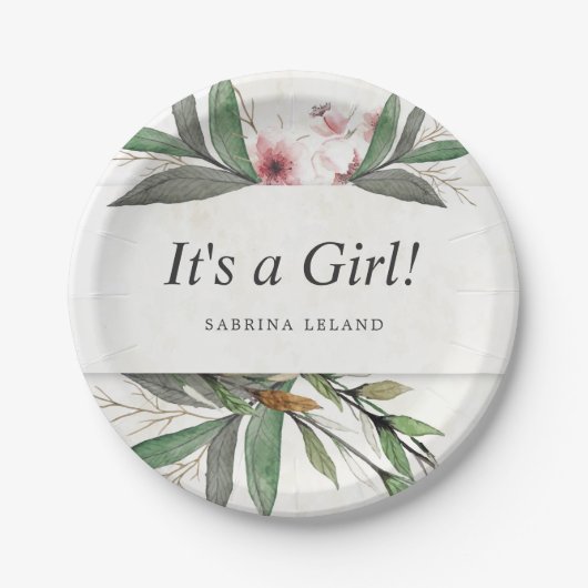 Assiettes En Carton Fleurs botaniques classiques en aquarelle (Devant)