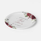 Assiettes En Carton Fleurs Bourgognes, Fleurs Rouges, Boho, Baby showe (Angle)