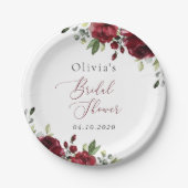 Assiettes En Carton Fleurs Bourgognes, Fleurs Rouges, Boho, Fête des m (Devant)