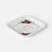 Assiettes En Carton Fleurs Bourgognes, Fleurs Rouges, Fête des mariées (Angulaire)