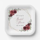 Assiettes En Carton Fleurs Bourgognes, Fleurs Rouges, Fête des mariées (Recto)