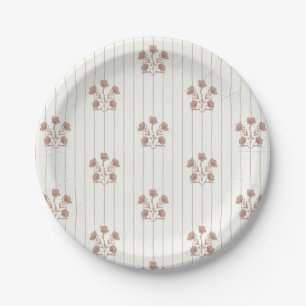 Assiettes En Carton Fleurs Brown