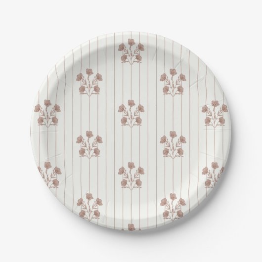 Assiettes En Carton Fleurs Brown (Devant)