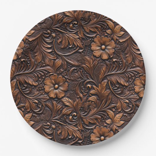 Assiettes En Carton Fleurs Brown Western Cowgirl (Devant)