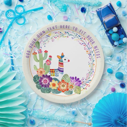 Assiettes En Carton Fleurs Cactus Llama FIESTA (Fête)