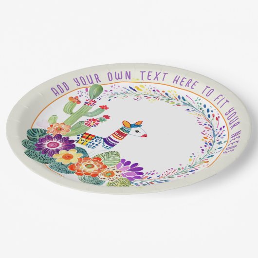 Assiettes En Carton Fleurs Cactus Llama FIESTA (Angle)