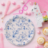 Assiettes En Carton Fleurs chinoiserie bleu et rose (Fête)