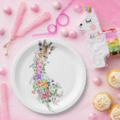 Assiettes En Carton Fleurs colorées Bouquet Giraffe - Dessin Moderne (Fête)