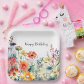 Assiettes En Carton Fleurs colorées Fleurs sauvages vibrantes Annivers (Fête)
