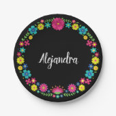 ASSIETTES EN CARTON FLEURS COLORÉES QUINCEAÑERA (Devant)