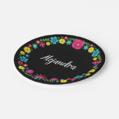 ASSIETTES EN CARTON FLEURS COLORÉES QUINCEAÑERA (Angle)