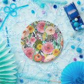 Assiettes En Carton Fleurs colorées romantiques (Fête)