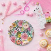 Assiettes En Carton Fleurs colorées romantiques (Fête)