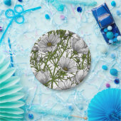 Assiettes En Carton Fleurs cosmos blanches (Fête)