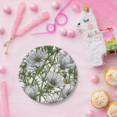Assiettes En Carton Fleurs cosmos blanches (Fête)