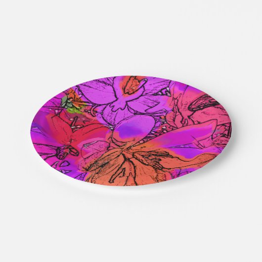 ASSIETTES EN CARTON FLEURS CROCUS (Angle)