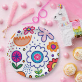 Assiettes En Carton Fleurs croustillantes aux couleurs audacieuses (Fête)