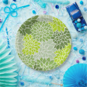 Assiettes En Carton Fleurs Dahlia, Motif De Fleurs, Dahlia Verte (Fête)