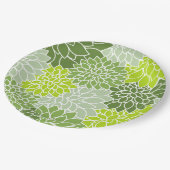 Assiettes En Carton Fleurs Dahlia, Motif De Fleurs, Dahlia Verte (Angle)