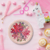 Assiettes En Carton fleurs dahlias (Fête)