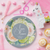 Assiettes En Carton Fleurs d'amour Floral Mariage Poussiéreux Bleu (Fête)