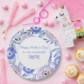Assiettes En Carton Fleurs d'aquarelle bleue Fête des mères (Fête)