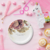 Assiettes En Carton Fleurs d'aquarelle Bourgogne automne Vintage (Fête)