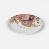 Assiettes En Carton Fleurs d'aquarelle Bourgogne automne Vintage (Angle)