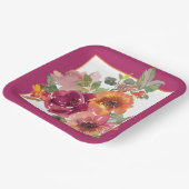 Assiettes En Carton Fleurs d'aquarelle Bourgogne et orange (Angulaire)