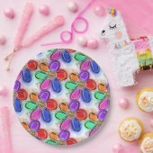 Assiettes En Carton Fleurs d'aquarelle colorées d'art (Fête)