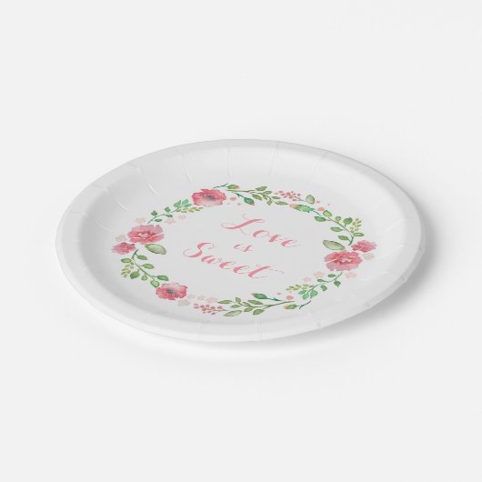 Assiettes En Carton fleurs d'aquarelle couronne mariage mignon (Angle)