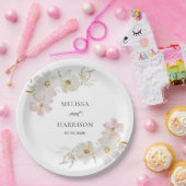 Assiettes En Carton Fleurs d'aquarelle crème et bleu (Fête)