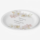 Assiettes En Carton Fleurs d'aquarelle crème et bleu (Angle)