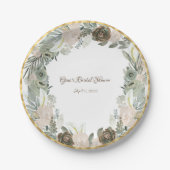 Assiettes En Carton Fleurs d'aquarelle de vanille verte et crémeuse (Devant)