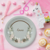 Assiettes En Carton Fleurs d'aquarelle de vanille verte et crémeuse (Fête)