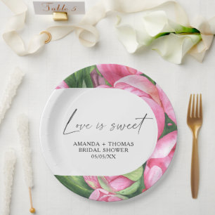 Assiettes En Carton Fleurs d'aquarelle - Douche nuptiale