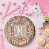 Assiettes En Carton Fleurs d'aquarelle en bois rustique à 90 ans (Fête)