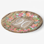 Assiettes En Carton Fleurs d'aquarelle en bois rustique à 90 ans (Angle)