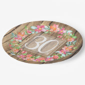 Assiettes En Carton Fleurs d'aquarelle en bois rustique de 30 ans (Angle)