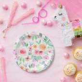 Assiettes En Carton Fleurs d'aquarelle et feuilles (Fête)